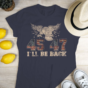 トランプ2024戻る45-47ヴィンテージ米国国旗 Tシャツ