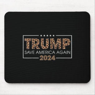 トランプ2024救アメリカ再びLeopard Print Gift W マウスパッド