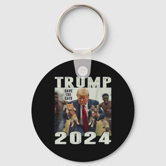 トランプ2024救猫ことわざ論争 キーホルダー (正面)