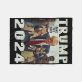 トランプ2024救猫ことわざ論争 フリースブランケット (正面(横))