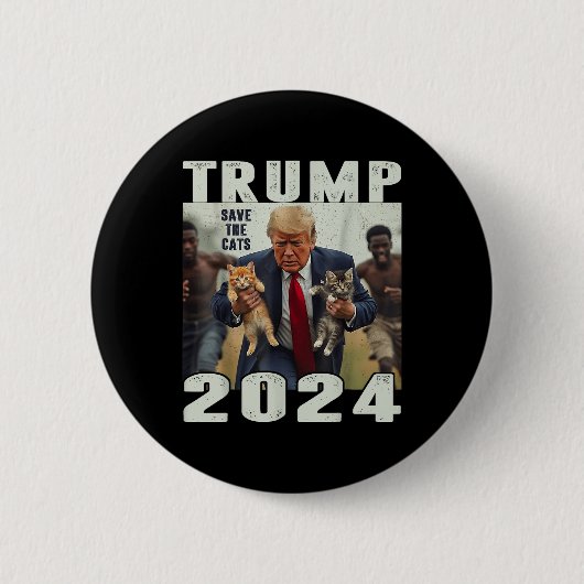 トランプ2024救猫ことわざ論争 缶バッジ (正面)