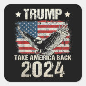 トランプ2024旗アメリカを連れ戻す男性女性トランプ スクエアシール (正面)