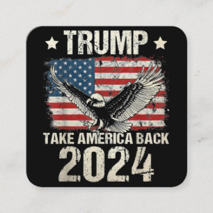 トランプ2024旗アメリカを連れ戻す男性女性トランプ スクエア名刺