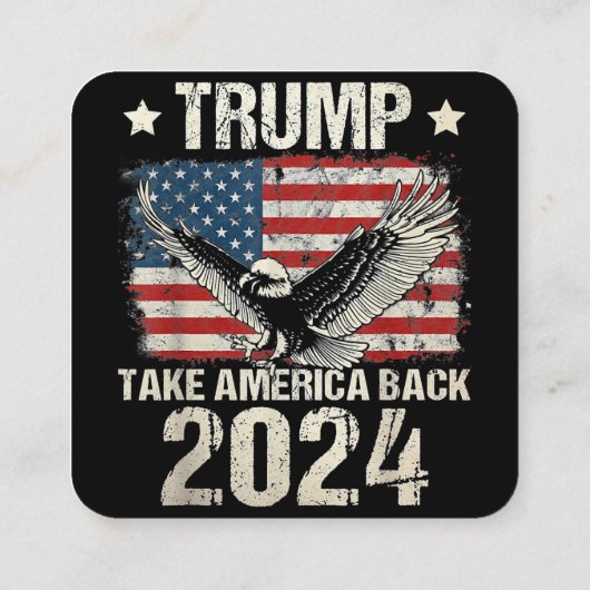 トランプ2024旗アメリカを連れ戻す男性女性トランプ スクエア名刺 (裏面)