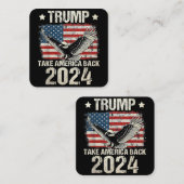 トランプ2024旗アメリカを連れ戻す男性女性トランプ スクエア名刺 (正面/裏面)