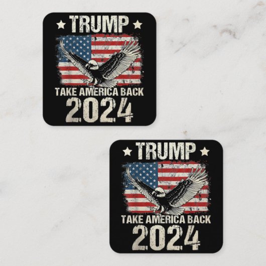 トランプ2024旗アメリカを連れ戻す男性女性トランプ スクエア名刺 (正面/裏面)