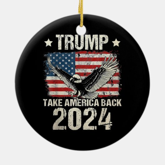 トランプ2024旗アメリカを連れ戻す男性女性トランプ セラミックオーナメント (裏面)