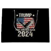 トランプ2024旗アメリカを連れ戻す男性女性トランプ ラージペーパーバッグ (正面)