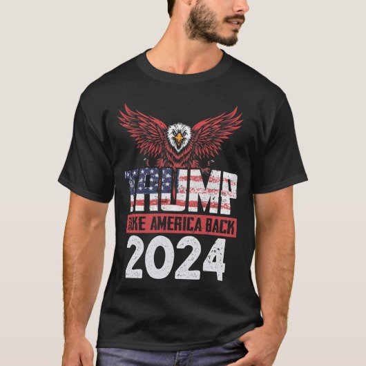 トランプ2024旗アメリカを連れ戻す男性女性 Tシャツ (正面)