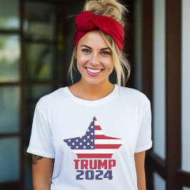 トランプ2024星とストライプアメリカ国旗の星 Tシャツ