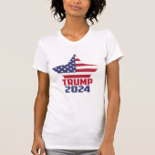 トランプ2024星とストライプアメリカ国旗の星 Tシャツ (正面)