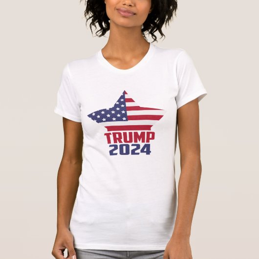 トランプ2024星とストライプアメリカ国旗の星 Tシャツ (正面)
