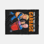 トランプ2024時間おもしろいガーブを取り出すためにゴミ フリースブランケット (正面(横))