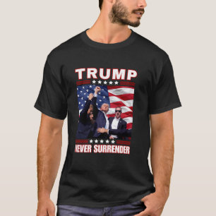 トランプ2024最初のポンプはAmeのために戦いを降伏しない Tシャツ