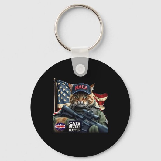 トランプ2024猫生命問題 キーホルダー (正面)