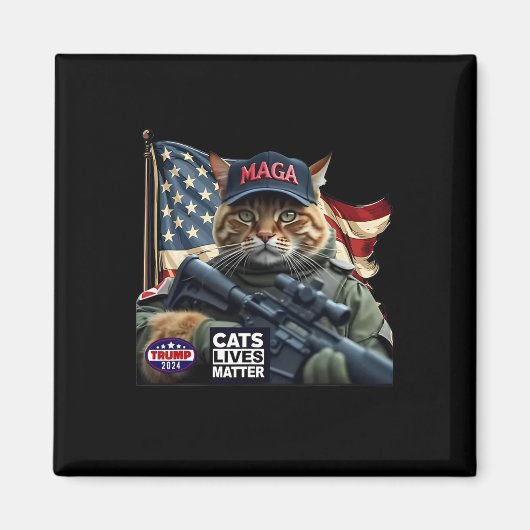 トランプ2024猫生命問題 マグネット (正面)