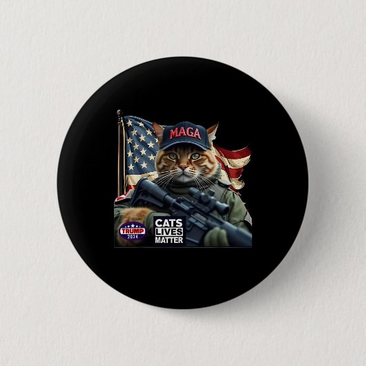 トランプ2024猫生命問題 缶バッジ (正面)