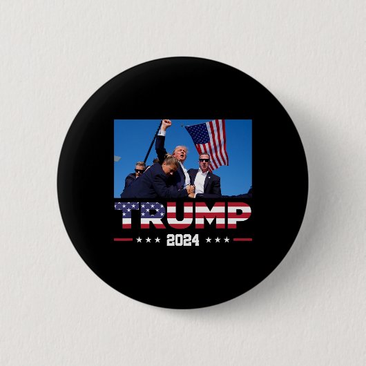 トランプ2024生き延びは選挙集会で撃たれた 缶バッジ (正面)