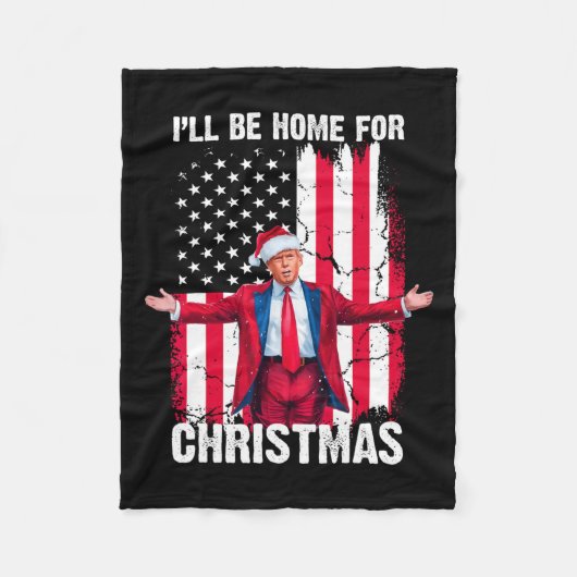 トランプ2024私はクリスマスのトランプのために家おもしろいに帰る フリースブランケット (正面)