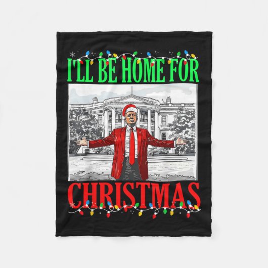 トランプ2024私はクリスマスのトランプのために家おもしろいに帰る フリースブランケット (正面)