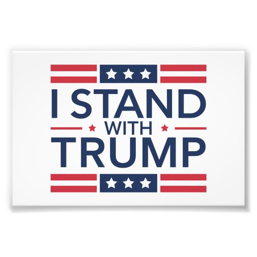 トランプ2024私はトランプのサポートプレジデントと立つ フォトプリント            (正面)
