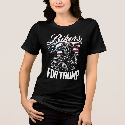 トランプ2024米国の選挙のためのバイクもしくは自転車に乗る人47番目の大統領 トライブレンドＴシャツ (正面)