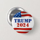 トランプ2024米国国旗の青と赤のボタン 缶バッジ (正面&裏面)
