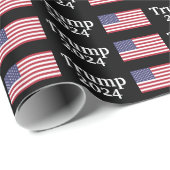 トランプ2024米国国旗オンブラック ラッピングペーパー (ロールコーナー)
