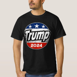 トランプ2024米大統領フラグボタン Tシャツ