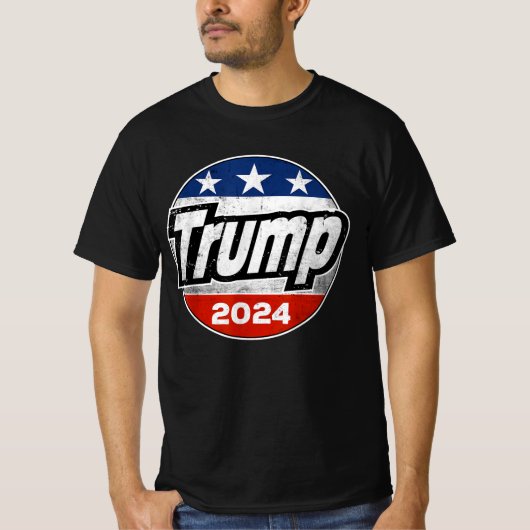 トランプ2024米大統領フラグボタン Tシャツ (正面)