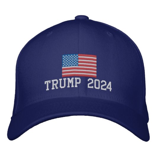 トランプ2024米州旗 刺繍入りキャップ (正面)