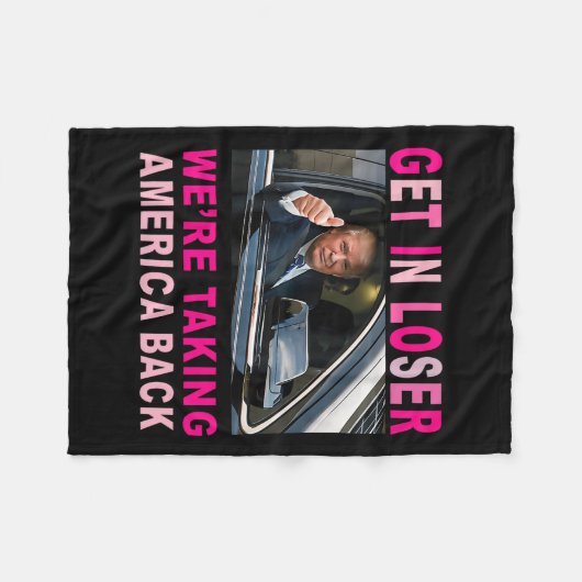 トランプ2024負け組みアメリカを取り戻す フリースブランケット (正面(横))