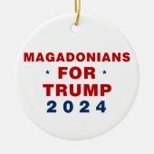 トランプ2024赤ブルーのマガドニア セラミックオーナメント (正面)