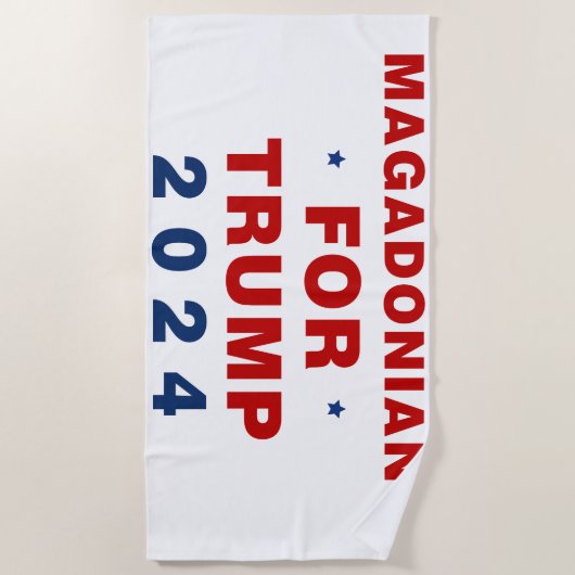 トランプ2024赤ブルーのマガドニア ビーチタオル (正面)