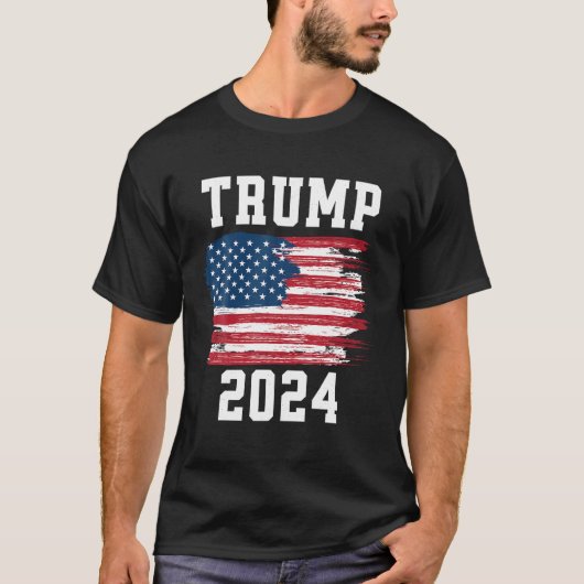 トランプ2024選挙運動サポート愛国米国 Tシャツ (正面)