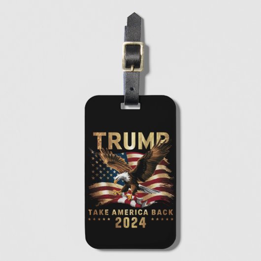 トランプ2024 アメリカを取り戻せ アメリカ国旗 トランプ2 ラゲッジタグ (正面縦)
