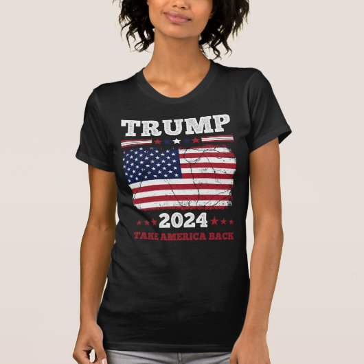 トランプ2024:アメリカを連れ戻す女性のTシャツ Tシャツ (正面)