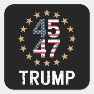 トランプ2024 フラッグ アメリカを取り戻せ トランプ 45 47 スクエアシール