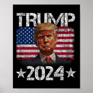 トランプ2024 ヴィンテージ 愛国 グラフィック サポーターTシャツ ポスター