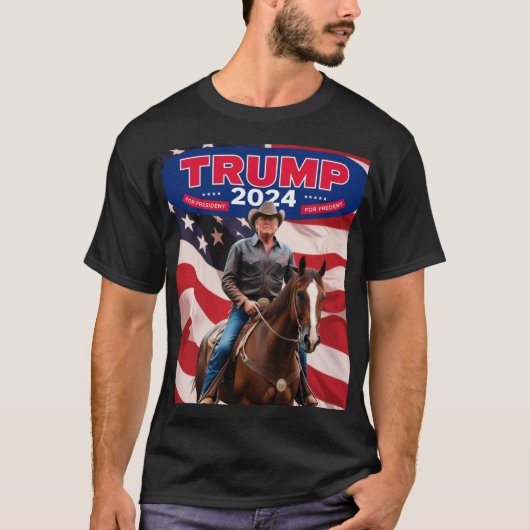 トランプ2024：大統領にサドル Tシャツ (正面)