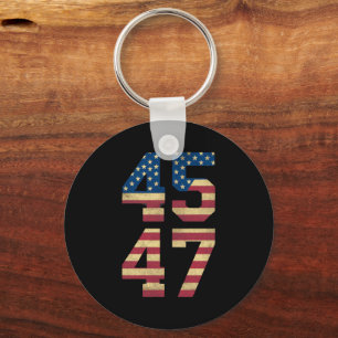 トランプ2024 45 47ヴィンテージアメリカ国旗のレトロ4547 キーホルダー