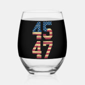 トランプ2024 45 47ヴィンテージアメリカ国旗のレトロ4547 ステムなしワイングラス (裏面)