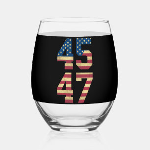 トランプ2024 45 47ヴィンテージアメリカ国旗のレトロ4547 ステムなしワイングラス