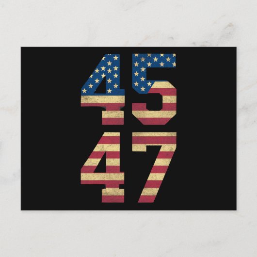 トランプ2024 45 47ヴィンテージアメリカ国旗のレトロ4547 ポストカード (正面)