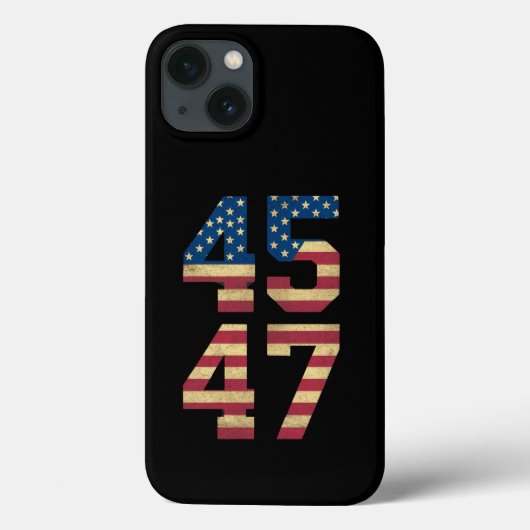 トランプ2024 45 47ヴィンテージアメリカ国旗のレトロ4547 Case-Mate iPhoneケース (裏面)