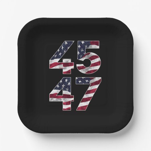 トランプ2024 45 47ヴィンテージ米国 ペーパープレート (正面)