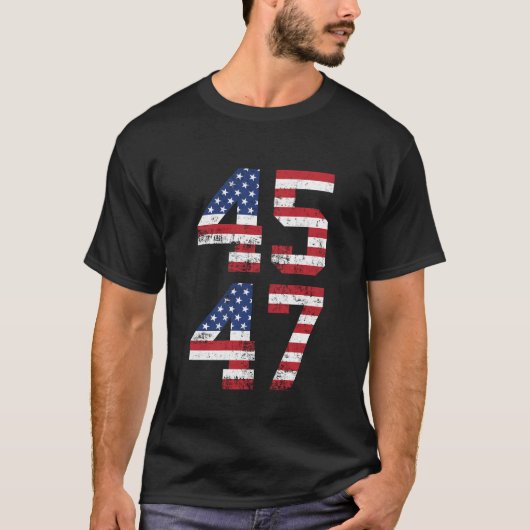 トランプ2024 45 47ヴィンテージ米国 Tシャツ (正面)