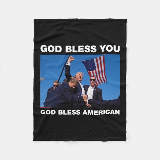 トランプ2024 God Bless You - God Bless America フリースブランケット (正面)