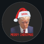 トランプ2024 Santa Hat Merry Christmas Men Kid ラウンドシール<br><div class="desc">トランプ2024 Santa Hat Merry Christmas男性女性子供</div>