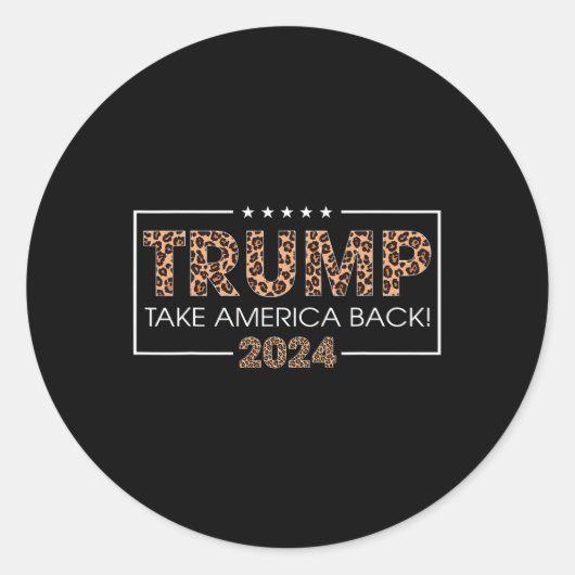 トランプ2024 Take America Back Leopard Print Gift Wo ラウンドシール (正面)